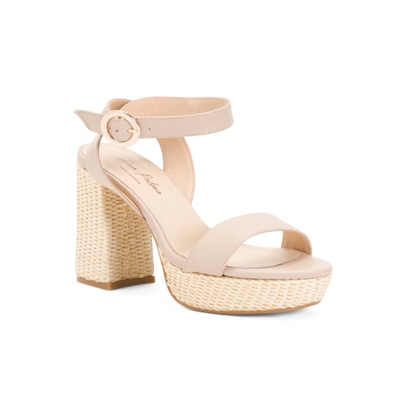 ANA PALMA Made in Spain Leather Woven Heel Sandals Ankle Strap Women EU Size 42 - Picture 1 of 7